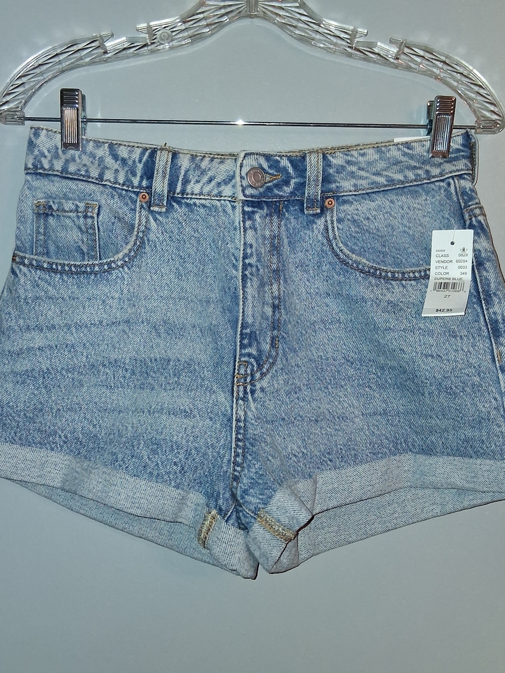 PacSun Light Blue High-Rise Cuffed Denim Shorts NWT